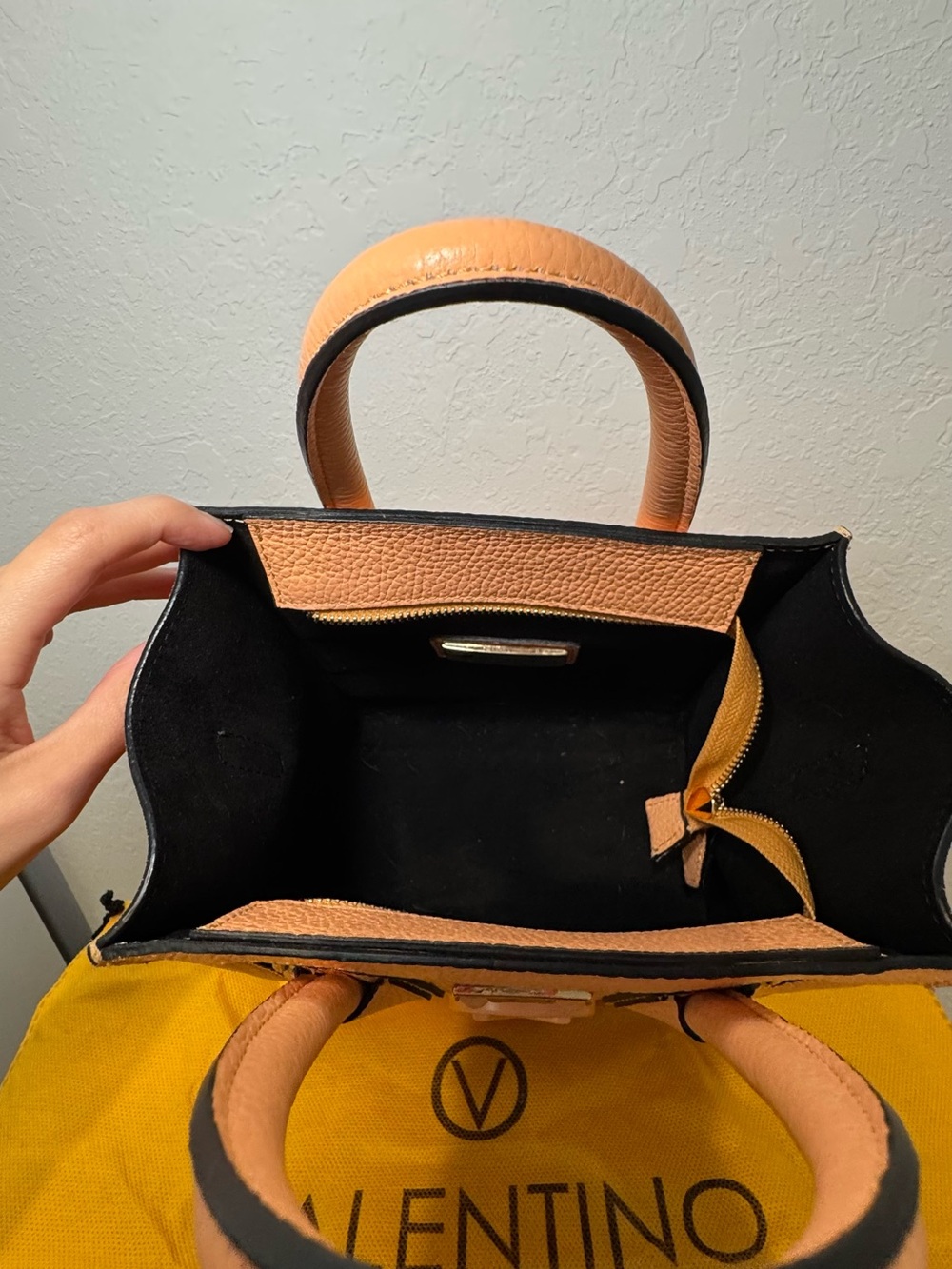 Valentino Mini Peach Embossed Leather Handbag - Picture 7 of 7